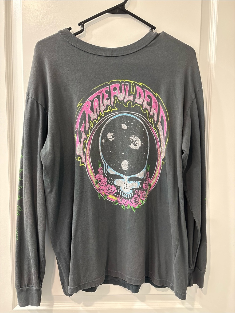 Daydreamer Charcoal Long Sleeve Tee with Neon Skull Graphic